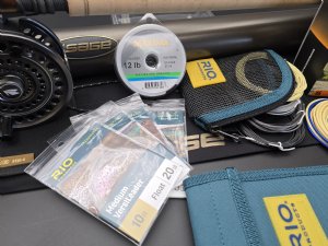 Sage R8 Spey 6130-4 dry-line steelhead outfit with floating head, running line, and leaders