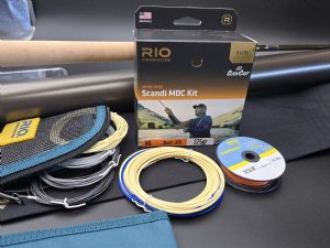 Sage R8 Spey 6130-4 dry-line steelhead outfit with floating head, running line, and leaders - detailed