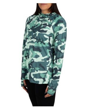 Simms Women's Solarflex Hoody Print - Woodland Camo Avalon