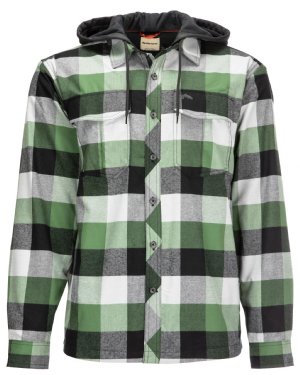 Simms Men's Coldweather Hoody - Moss Green Buffalo Plaid