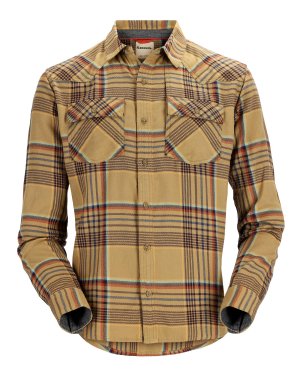 Simms Men's Santee Flannel - Camel / Navy / Clay Neo Plaid