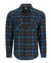 Simms Men's Santee Flannel - Black Bright Blue Window Pane Ombre