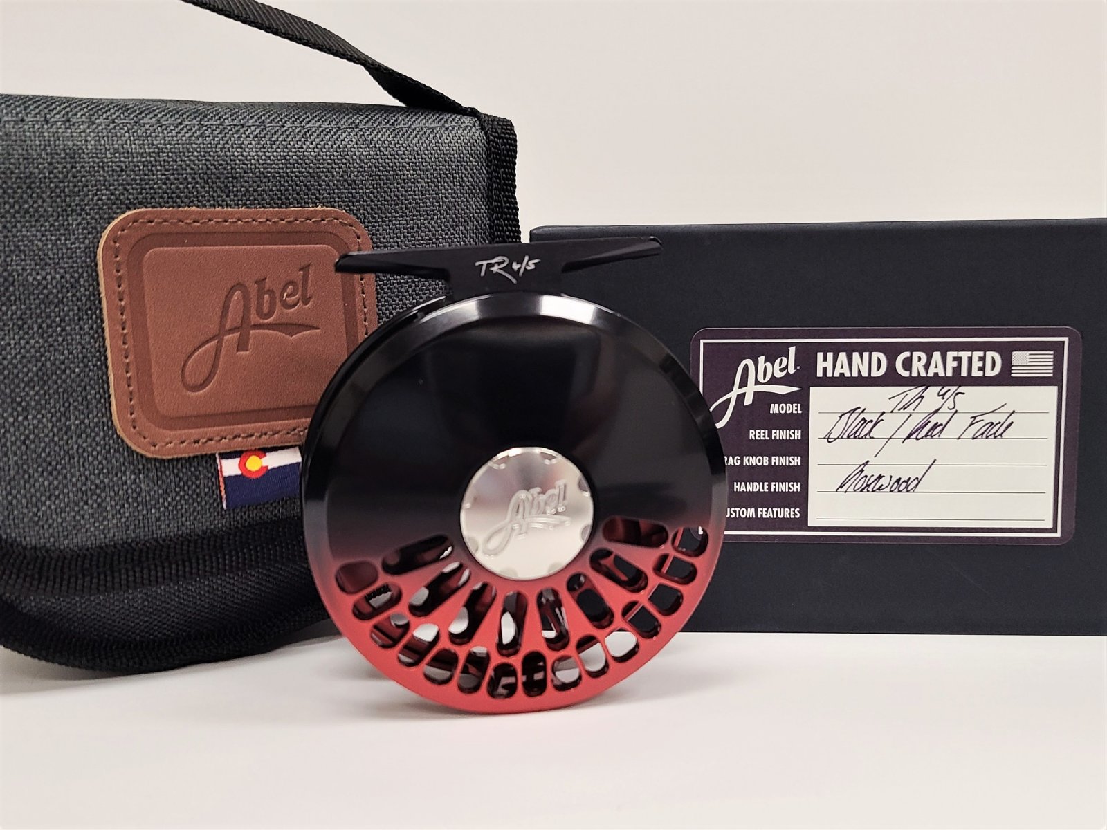 Abel TR Fly Reel - 4/5 Black Red Fade - In Stock