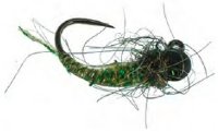 B Smo's Jigged Caddis Larva Olive