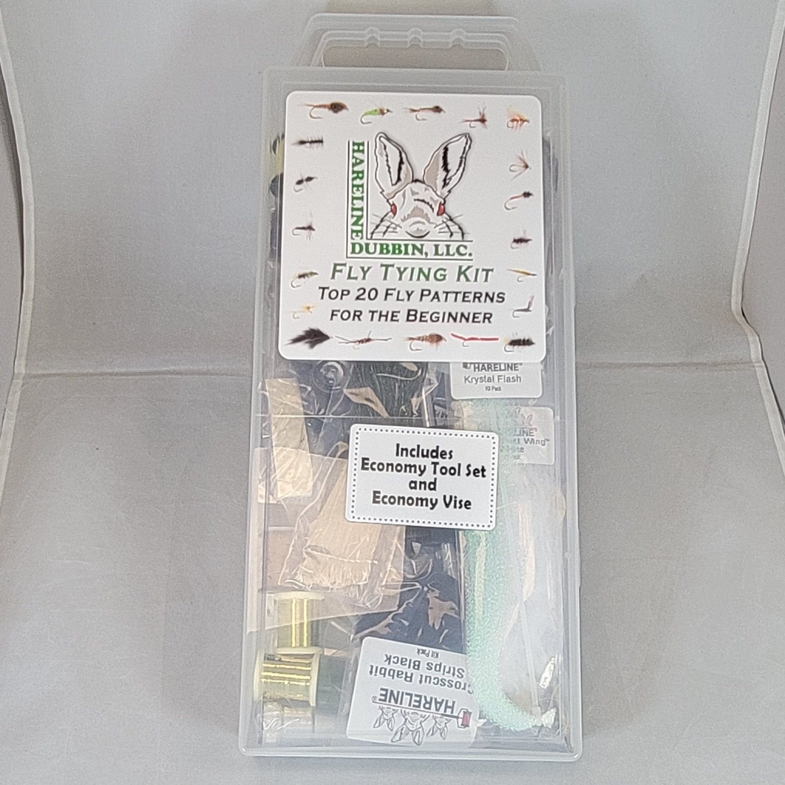 Hareline Fly Tying Material Kit with Economy Tools and Vise