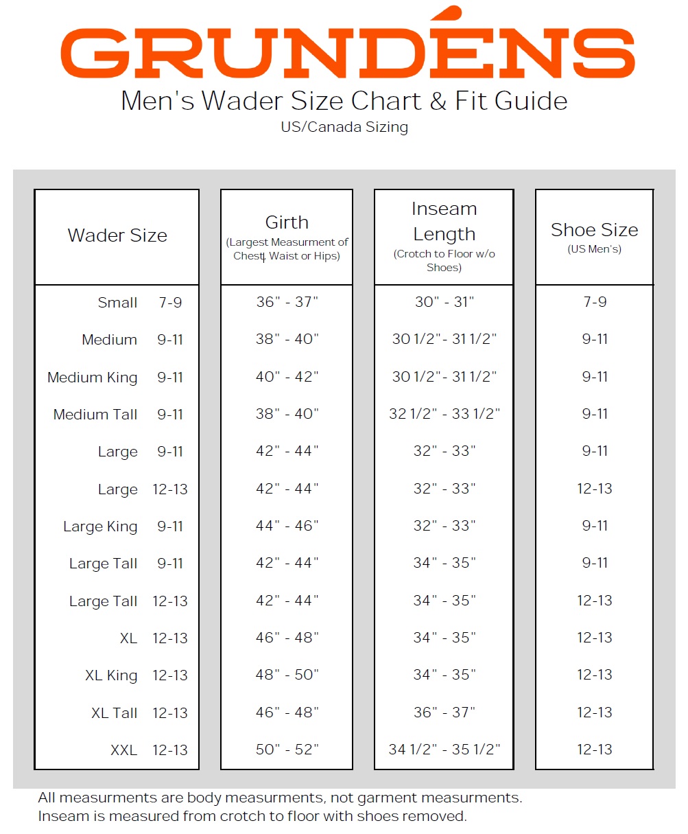 Grundens Bib Size Chart