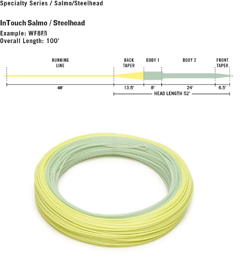 Glacial/Yellow RIO Products Fly Line Intouch Salmo/Steelhead Wf7F/S1