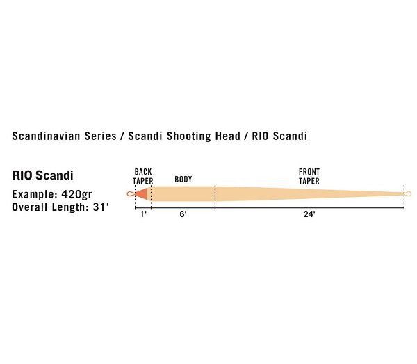 SPEY ROD CONNECTCORE SHOOTING FLY LINE HEAD RIO NEW SCANDI 460-GR GRAIN 7/8 WT 